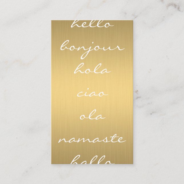 Hallo Grüße Imitate Metallic Gold Visitenkarte (Vorderseite)