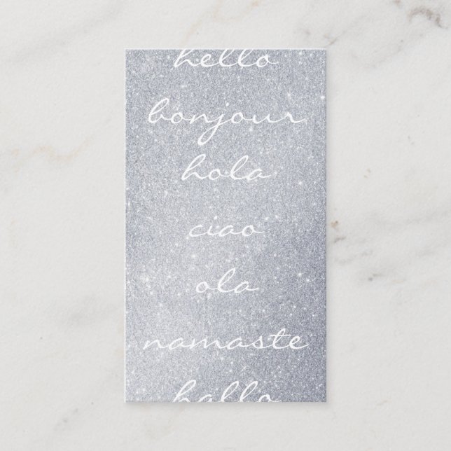 Hallo Grüße Silver Glitzer Visitenkarte (Vorderseite)