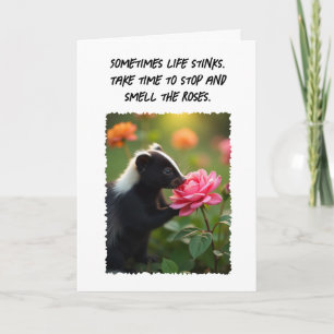 Hallo Hallo Denken Sie an Sie Spaß Skunk Pink Rose Karte