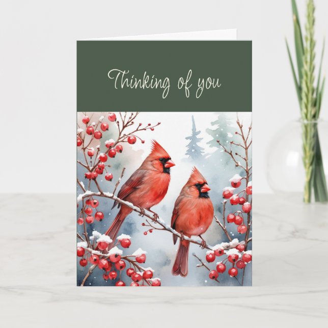 Hallo Hallo Denken Sie an You Red Bird Kardinals S Karte (Vorderseite)