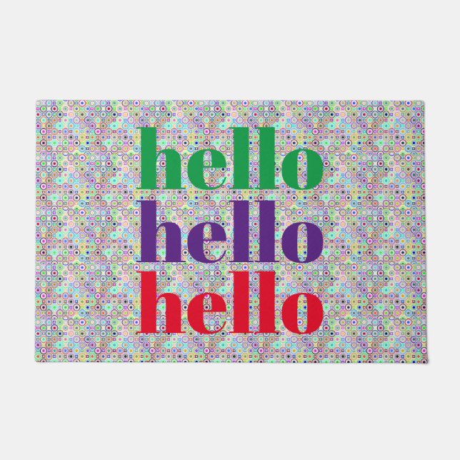 Hallo Hallo Multi-Color Modern Welcome Mat Fußmatte (Vorderseite)