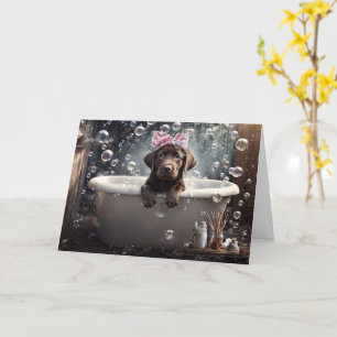 Hallo Hallo Niedlich Schokolade Labrador Welpe in  Karte