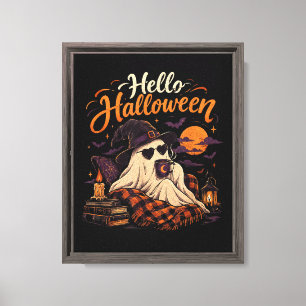 Hallo Halloween Süßer Geist Trinkt Kaffee Leinwanddruck