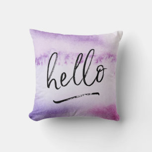 hallo handgezeichnetes violettes Aquarellkissen Kissen
