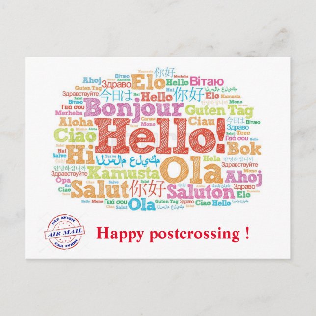 Hallo, Happy Postcrossing! Postkarte (Vorderseite)
