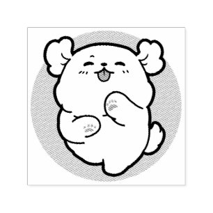 Hallo! - Happy White Dog Cartoon Design Permastempel