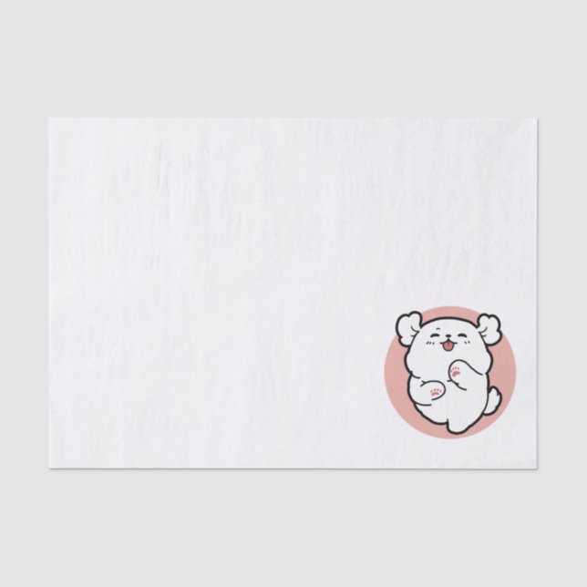 Hallo! - Happy White Dog Cartoon Design Seidenpapier (Vorderseite)