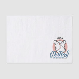 Hallo! - Happy White Dog Cartoon Design Seidenpapier