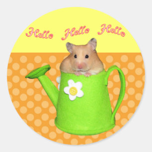 Hallo hello hamster runder aufkleber