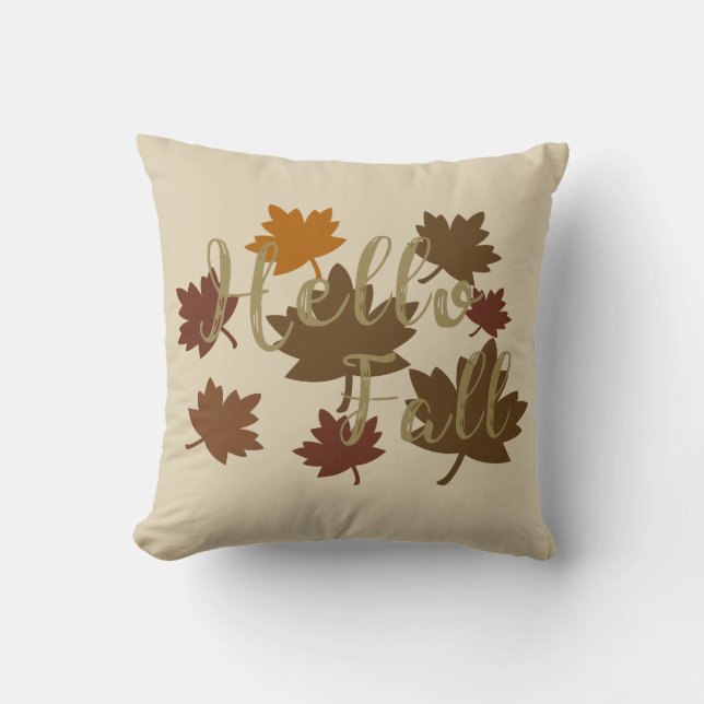 Hallo Herbst Aquarellfarbe Herbst Blätter Oktober Kissen (Vorderseite)