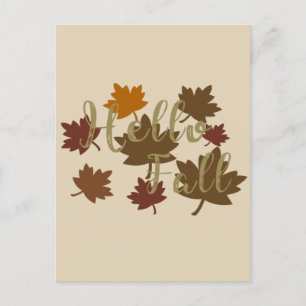 Hallo Herbst Aquarellfarbe Herbst Blätter Oktober Postkarte