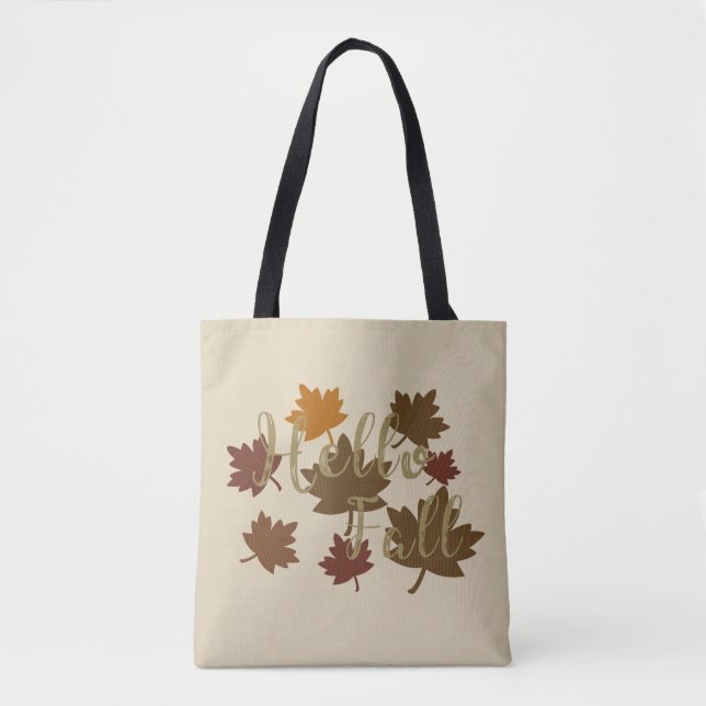 Hallo Herbst Aquarellfarbe Herbst Blätter Oktober Tasche (Vorderseite)