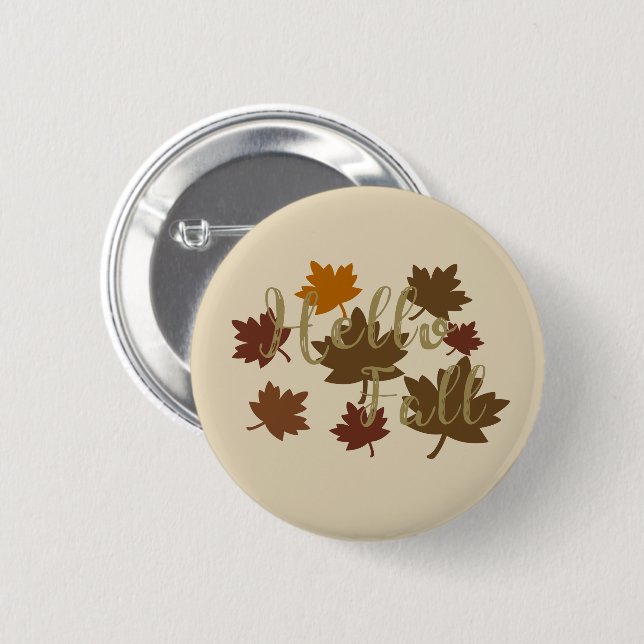 Hallo Herbst Aquarellfarben Herbstblätter Button (Vorne & Hinten)