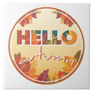 Hallo Herbst, Aufkleber, Handy, Kissen Fliese