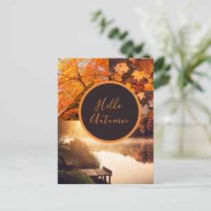 Hallo Herbst Blätter Bäume See Foto Erntedankfest Postkarte