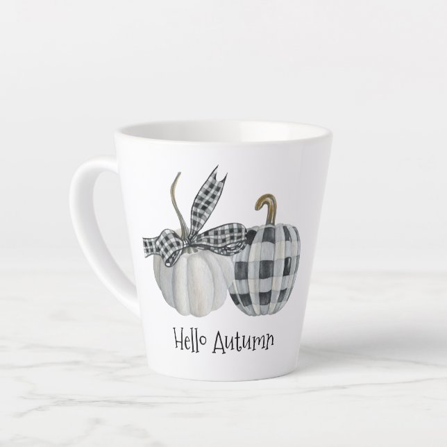 Hallo Herbst Buffalo Kariert Pumpkin Milchtasse (Linke Ecke)