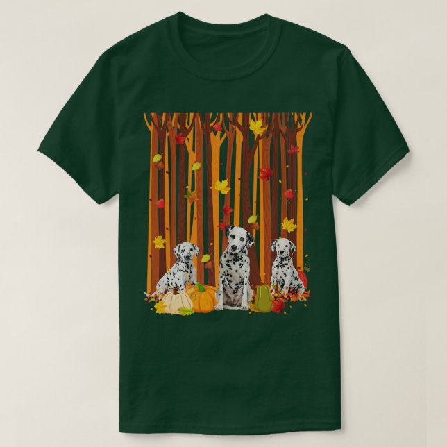 Hallo Herbst Dalmatiner Maple Leaf Fall Pumpkin Me T-Shirt (Design vorne)