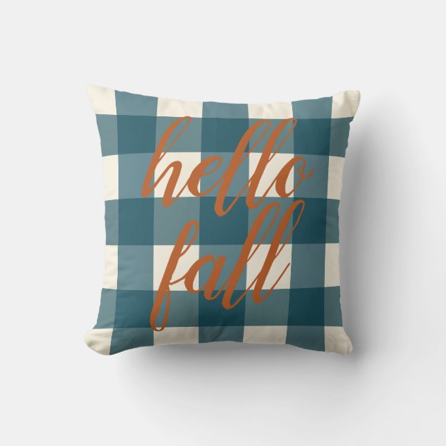 Hallo Herbst Eleganter Herbst Orange Navy Bio Kissen (Vorderseite)