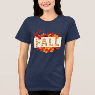 Hallo Herbst farbenfroher Herbst Blätter Grafik Fr Tri-Blend Shirt