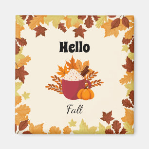 Hallo Herbst Gemütliches Herbstdesign mit Blätter Magnet