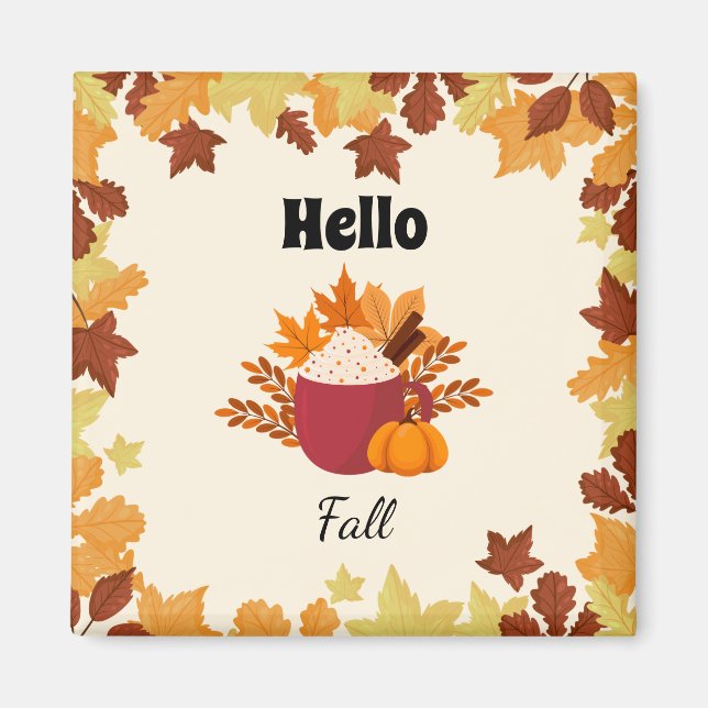 Hallo Herbst Gemütliches Herbstdesign mit Blätter Magnet (Vorne)