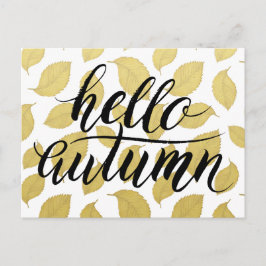 Hallo Herbst - Gold Herbst Blätter Postkarte