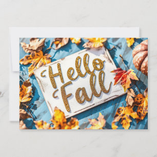 Hallo Herbst Grußkarte mit Blume Einladung