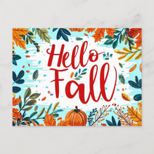 Hallo Herbst Grußkarte mit Blume Postkarte