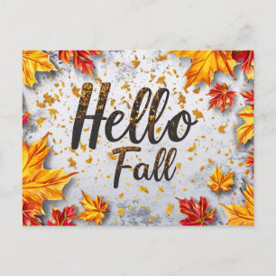 Hallo Herbst Grußkarte mit Blumen Postkarte