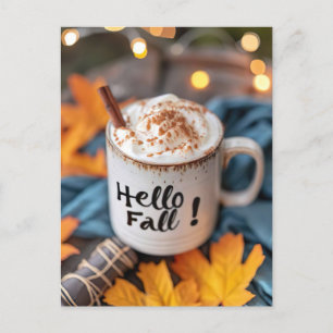 Hallo Herbst Grußkarte mit Tasse Postkarte
