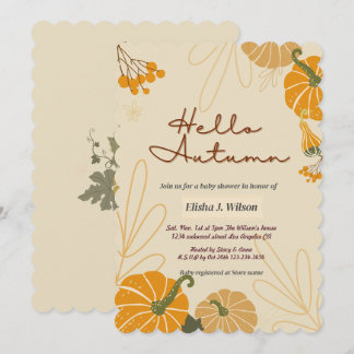Hallo Herbst Herbst Babydusche Geburtstagsparty in Einladung