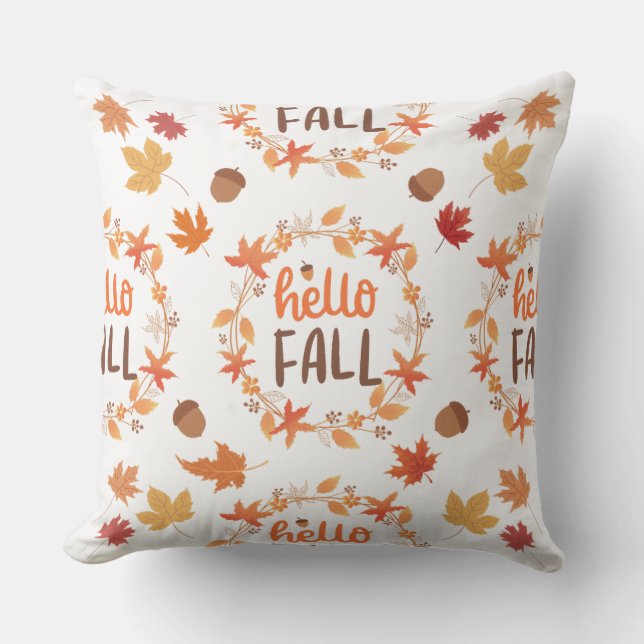 Hallo Herbst Herbst Blätter Nahtloses Muster Kissen (Vorderseite)