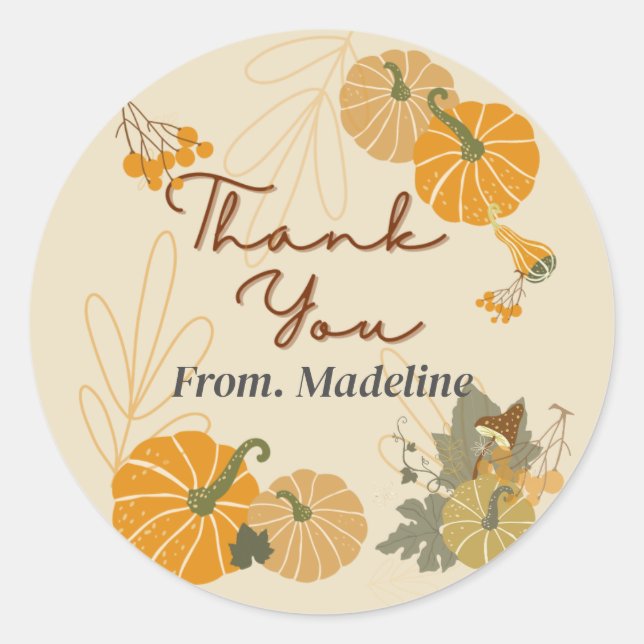 Hallo Herbst Herbst vielen Dank für benutzerdefini Runder Aufkleber (Vorderseite)