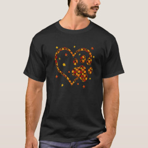 Hallo Herbst Herbstblatt Hund & Katze Pfotenabdruc T-Shirt