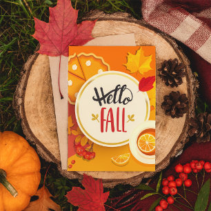 Hallo Herbst Herbstleaves und Pumpkin Pie Einladung
