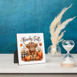Hallo Herbst Highland-Kuh Frohes Erntedankfest Her Fotoplatte