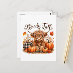 Hallo Herbst Highland-Kuh Frohes Erntedankfest Her Postkarte