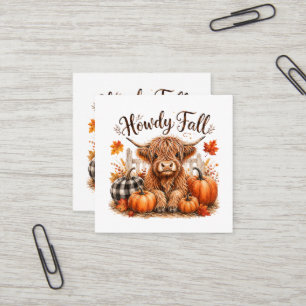 Hallo Herbst Highland-Kuh Frohes Erntedankfest Her Quadratische Visitenkarte