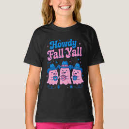 Hallo Herbst Ihr alle Cowboy-Geister Rosa Blau Kaf T-Shirt