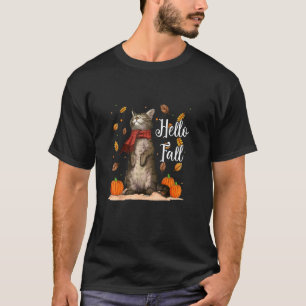 Hallo Herbst Katze Shirt Katze Herbstblätter Kätzc