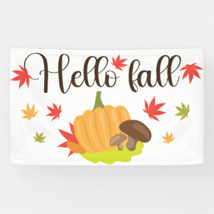 Hallo Herbst Kürbis und Pilze Herbst Banner