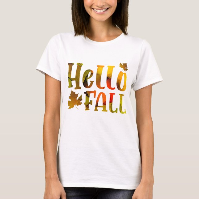 Hallo Herbst Mapfelblatt Zitat Herbst T-Shirt (Vorderseite)