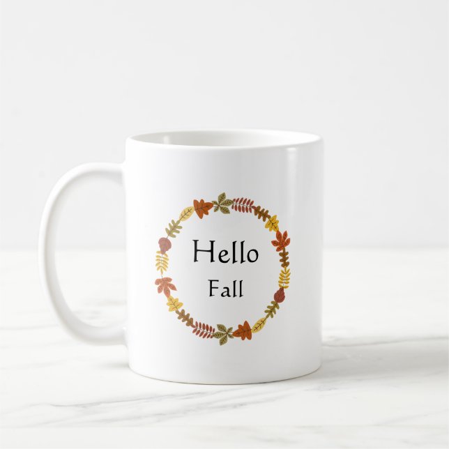 Hallo Herbst Minimalistisch Herbst - Rustikale Blä Kaffeetasse (Links)