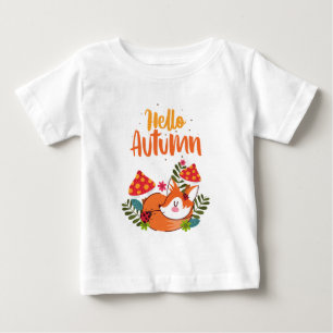 Hallo Herbst Niedlich Fox Herbstsaison Baby T-shirt