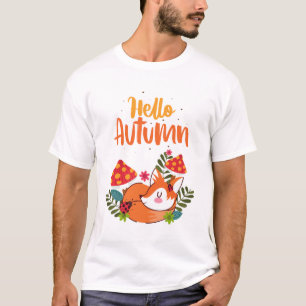 Hallo Herbst Niedlich Fox Herbstsaison T-Shirt