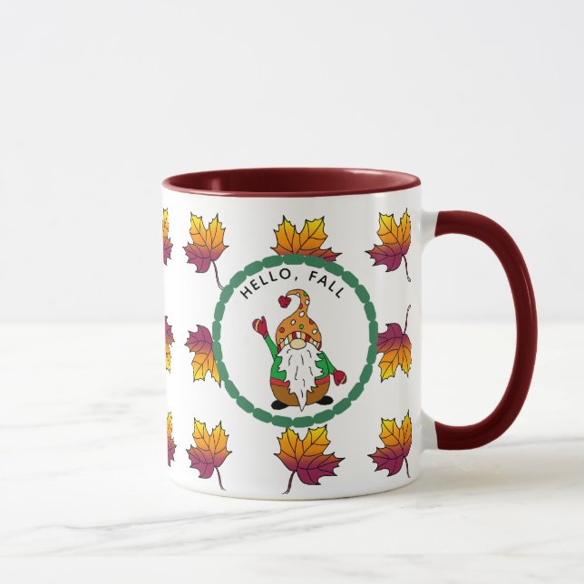 Hallo Herbst, Niedlicher Cartoon Herbstvorkommen Tasse (Rechts)