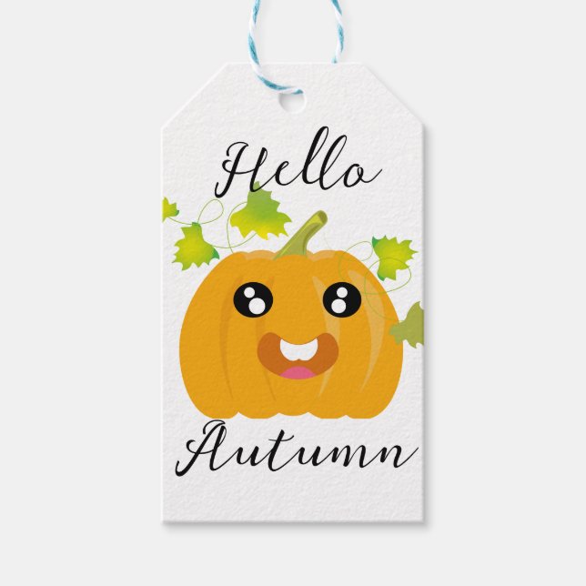 Hallo Herbst - Niedlicher Pumpkin Geschenkanhänger (Vorderseite)