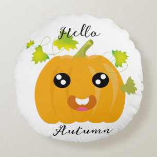 Hallo Herbst - Niedlicher Pumpkin Rundes Kissen