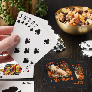 Hallo Herbst Stimmung Geist Süßer Herbst Kürbis Spielkarten