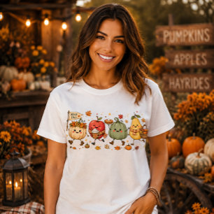 Hallo Herbst Süßer Kürbis Apfel Birne Herbsternte T-Shirt